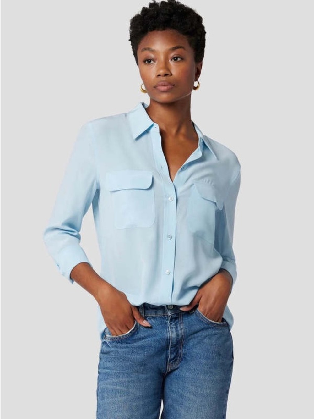 LAST CHANCE Équipement 100% Silk Slim Fit Button down Blouse